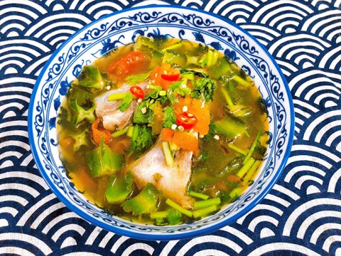 Canh Chua đầu Cá Diêu Hồng Nấu đậu Rồng