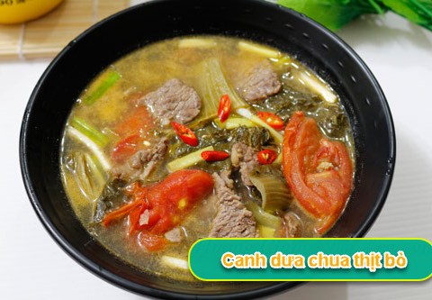 Canh Dưa Chua Nấu Thịt Bò Trôi Cơm Vô Cùng