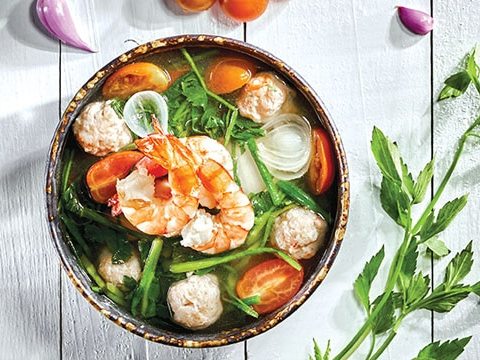 Canh Tôm Rau Cần Nước