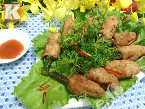 Chả Tôm Thịt Bọc đậu Bắp Chiên Thơm Phức