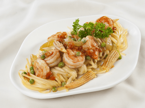 Mì Linguine Xào Tôm Bắp