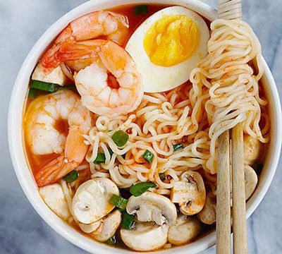 Mì Ramen Nấu Tôm, Nấm