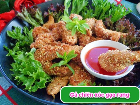 Thịt Gà Chiên Giòn Xóc Gạo Rang Thơm Bùi, Lạ Miệng