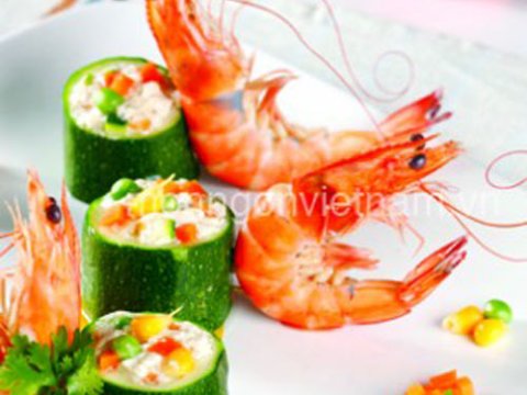 Tôm Luộc Xốt Bí Ngòi, đậu Trắng